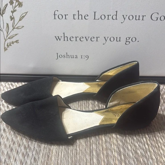 Michael Kors Black D'Orsay Flats with Suede Finish Women SZ 7.5 Box1 - Picture 2 of 6